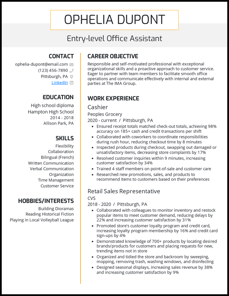 objective in resume for office assistant