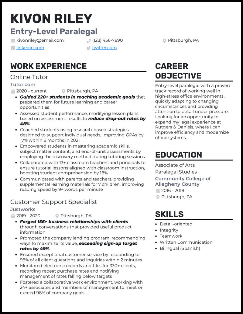 3 Entry Level Paralegal Resume - Entry Level Paralegal Gray Resume Example