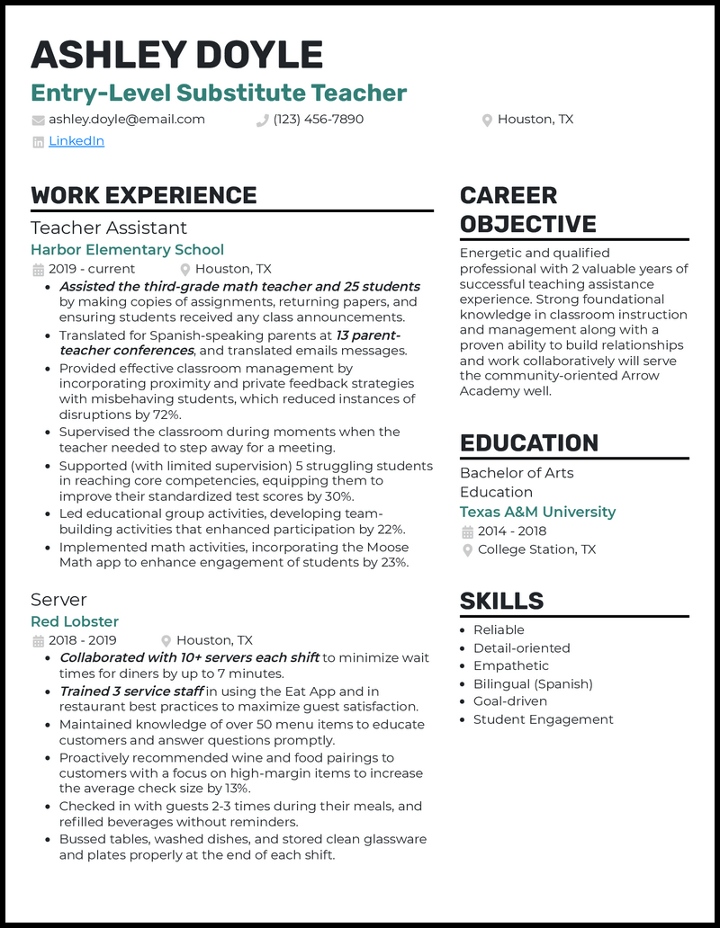 Entry-Level Job Applicant Resume