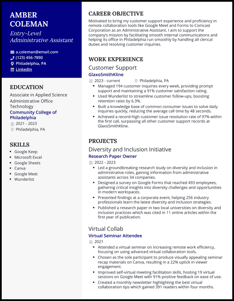 5 Real Entry Level Admin Assistant - Entrylevel Administrative Assistant 2 Royal Blue Resume Example 