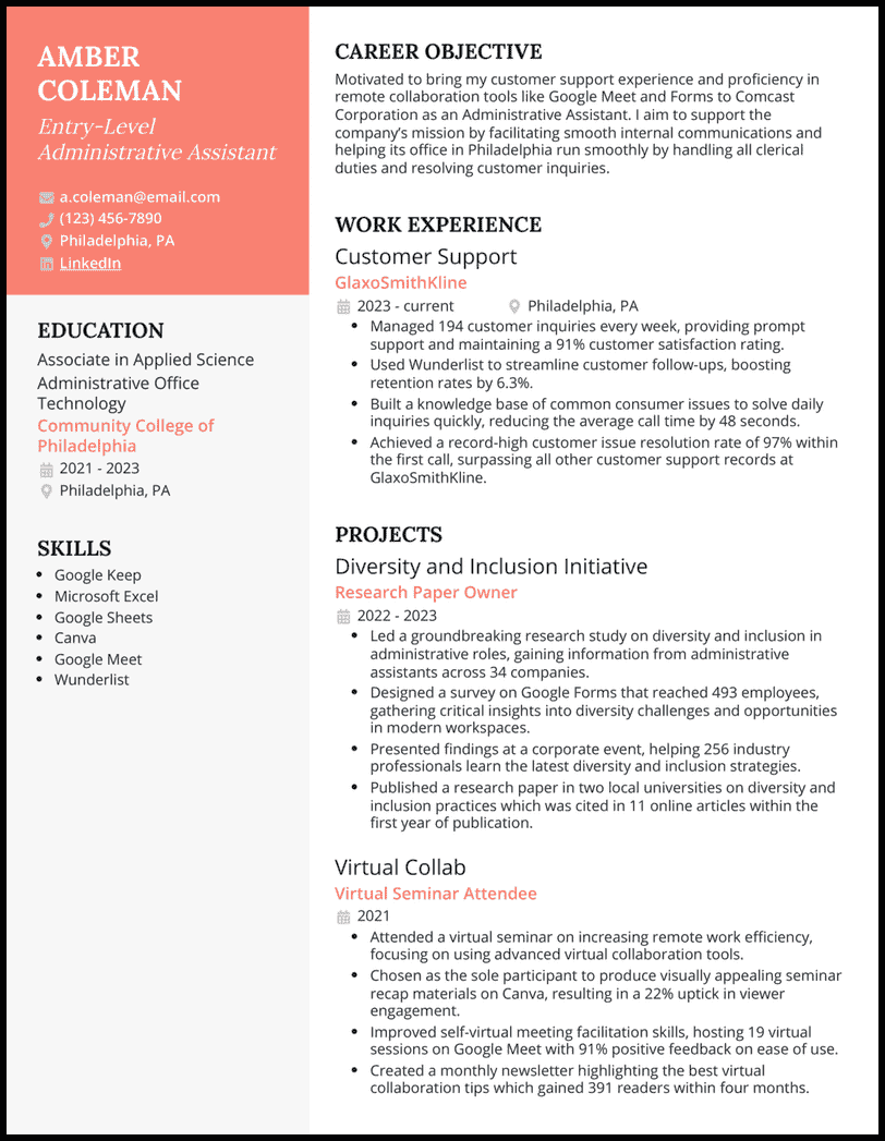 5 Real Entry Level Admin Assistant - Entrylevel Administrative Assistant 2 Salmon Resume Example 