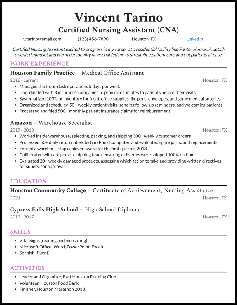 13 Certified Nursing Assistant (CNA) Resume Samples 2026