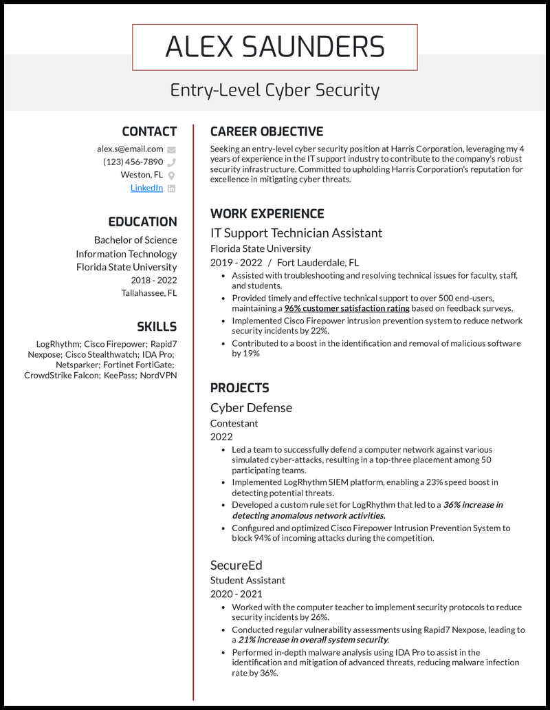 15 Cyber Security Resume Examples [& Templates]