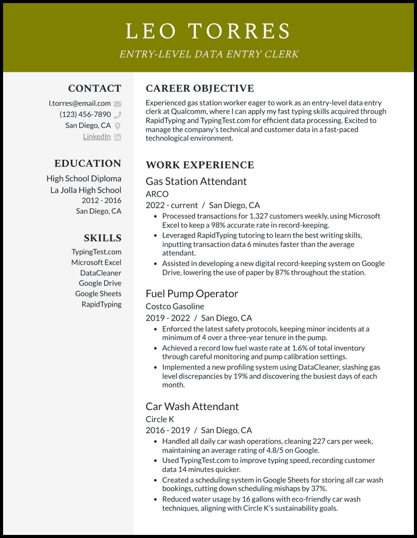 11 Entry-Level Data Entry Resume Examples for 2024