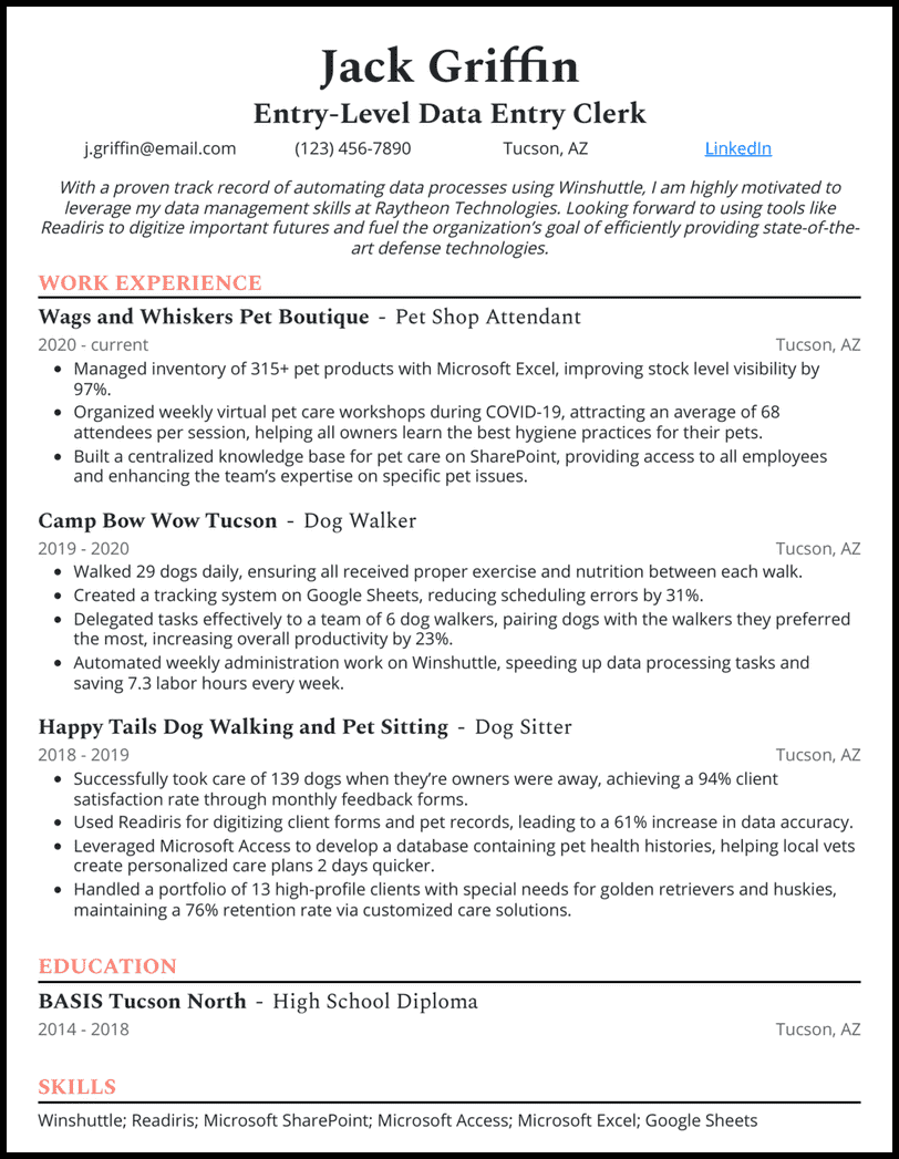 11 Entry-Level Data Entry Resume Examples for 2024