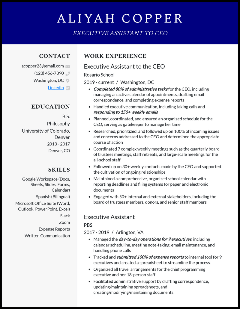 resume template administrative assistant free