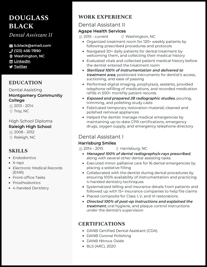 dental assistant resume template