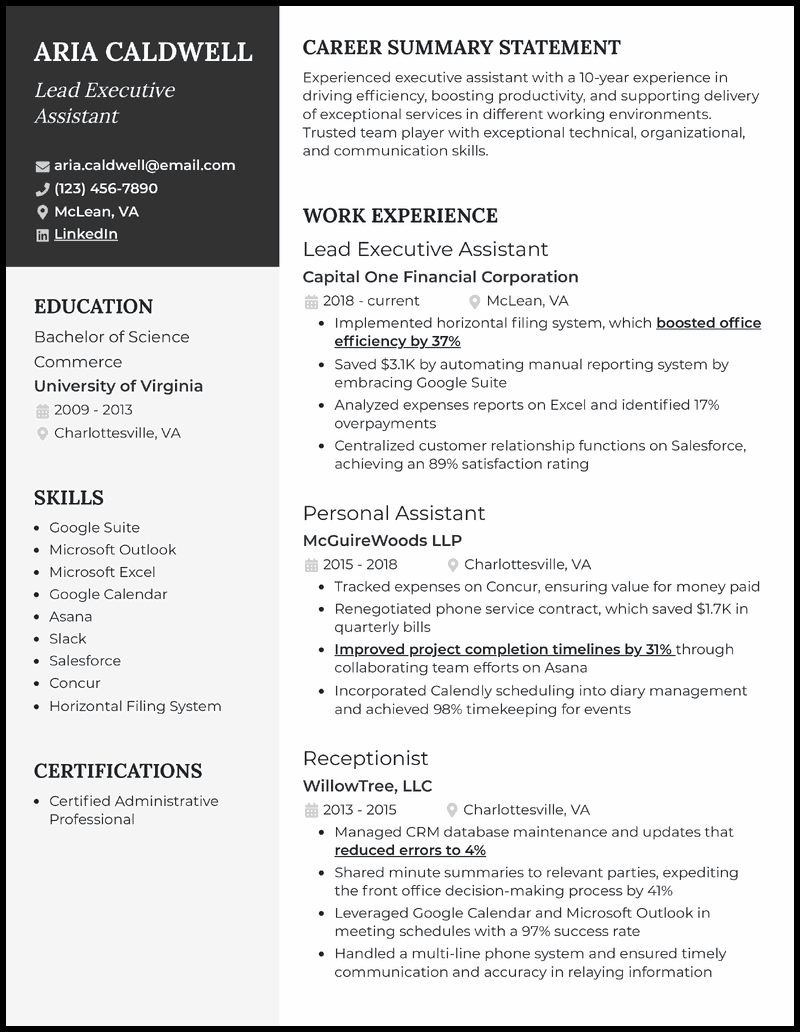 11 Executive Assistant Resume Examples for 2024