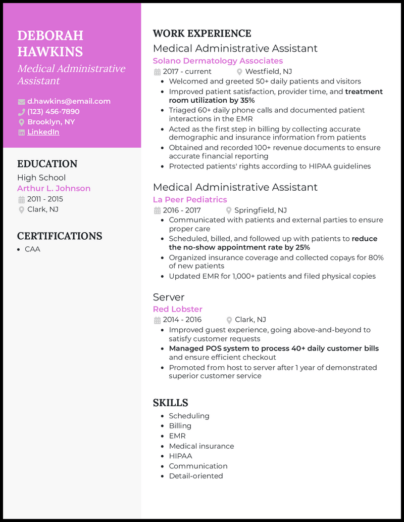 resume summary statement for administrative assistant