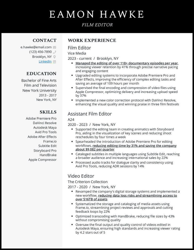 7 Film Resume Examples To Steal The Show In 2026 7 Film Resume Examples To Steal The Show In 2026