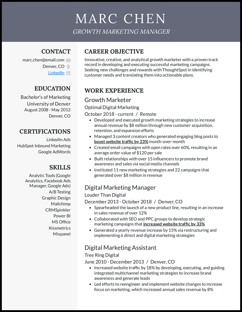 3 Growth Marketing Manager Resume Templates & Examples for 2026