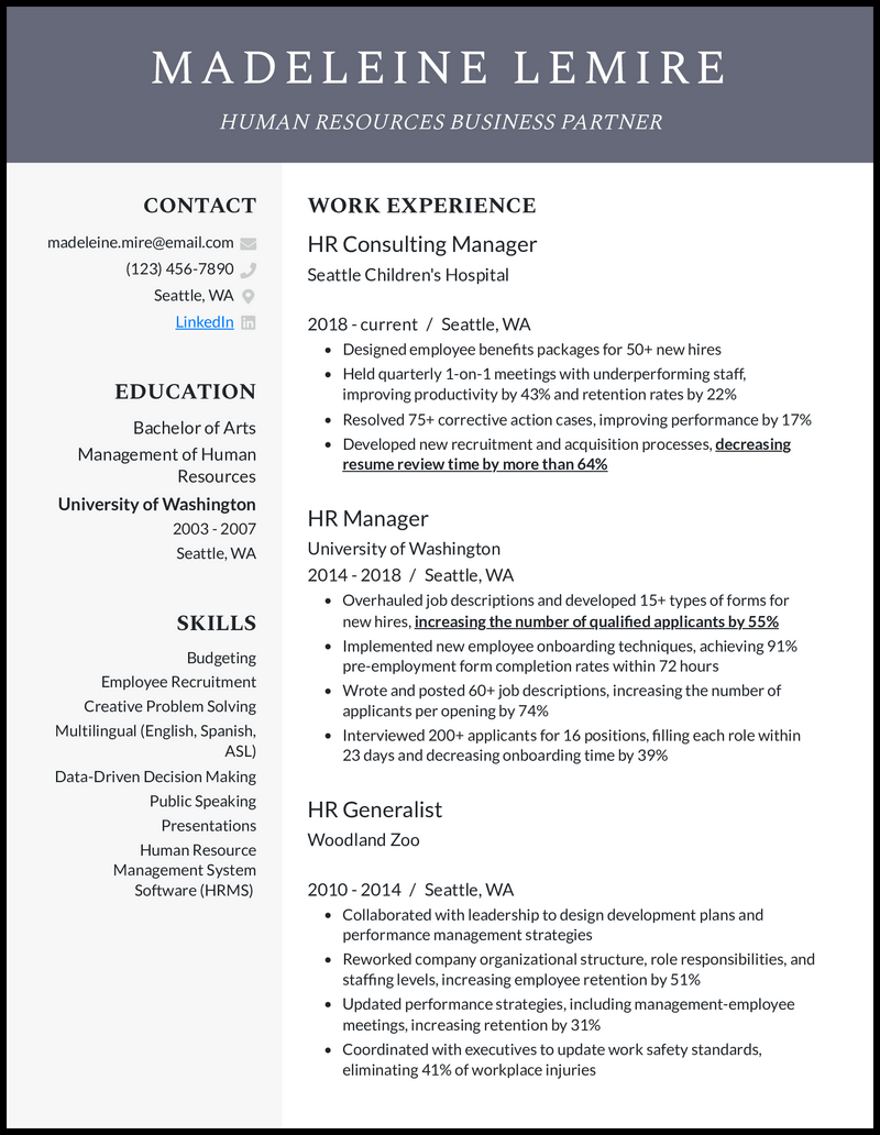 3 Human Resources (HR) Business Partner Resume Examples