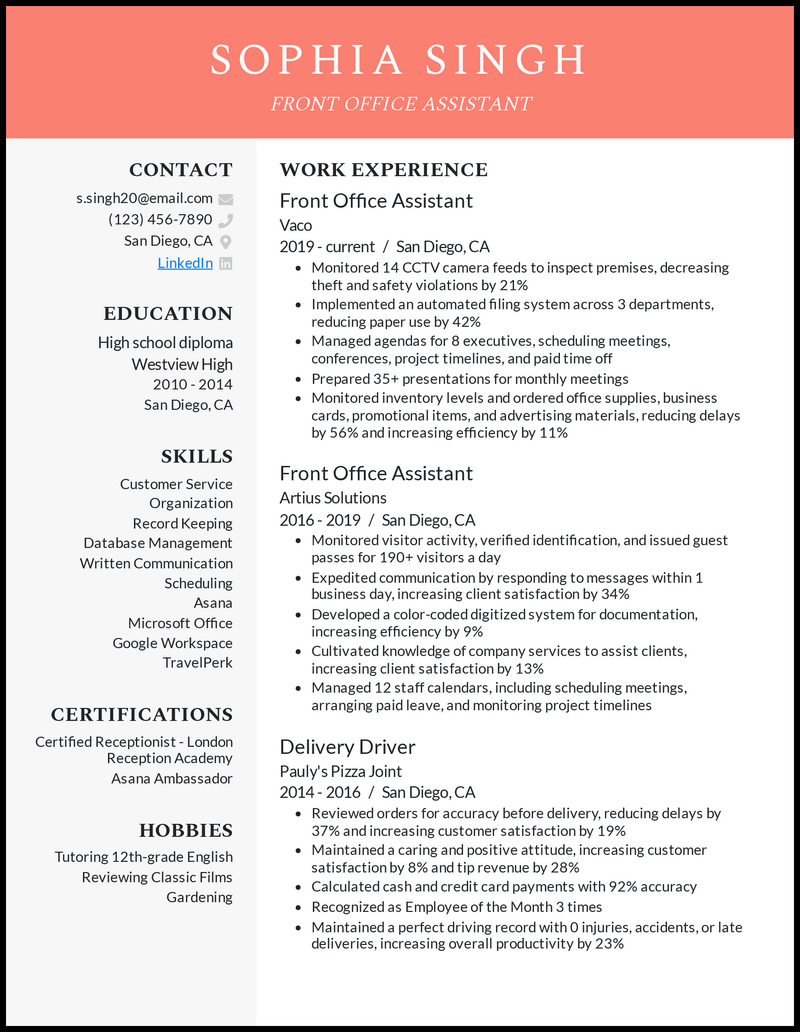 cover letter for resume office assistant