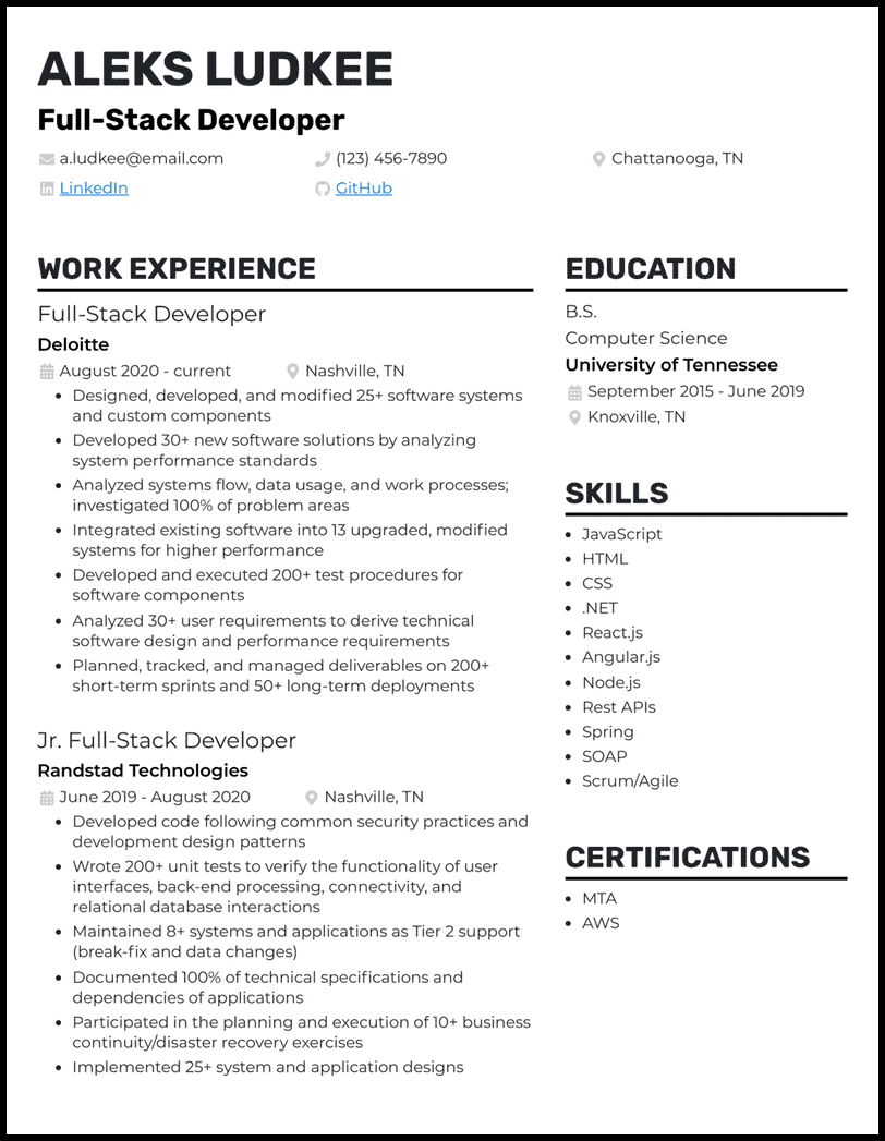 13 Real Full-Stack Developer Resume Examples That Worked in 2025