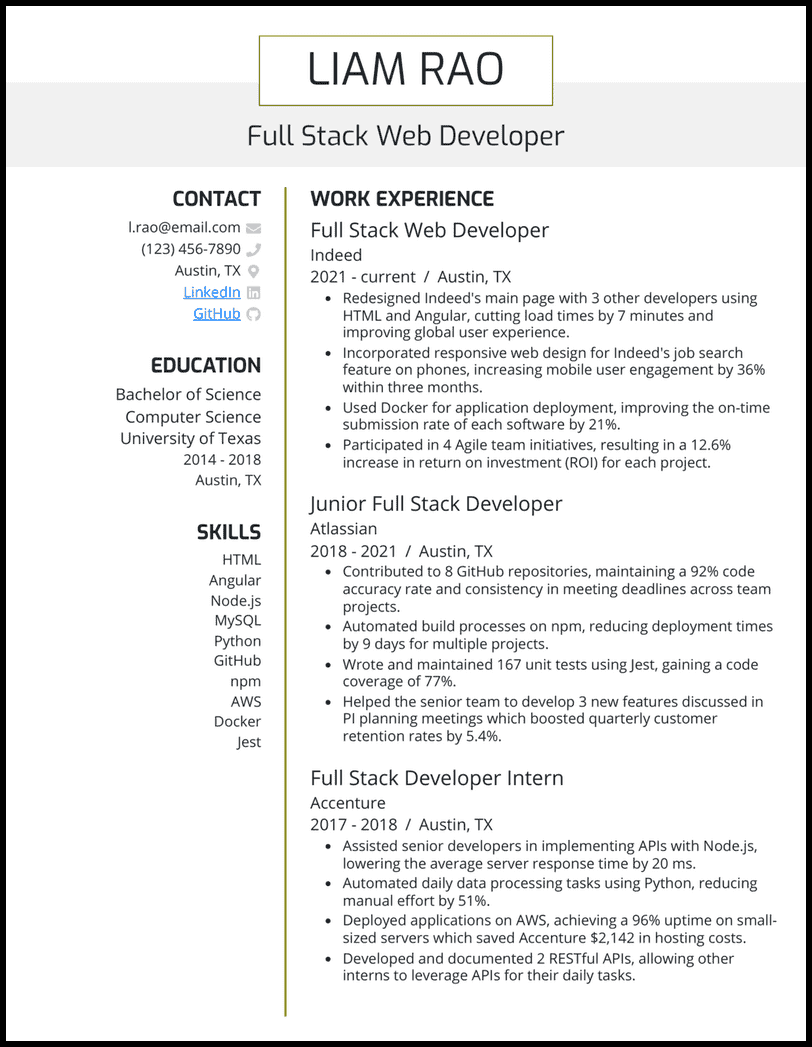 13 Real Full-Stack Developer Resume Examples That Worked in 2025