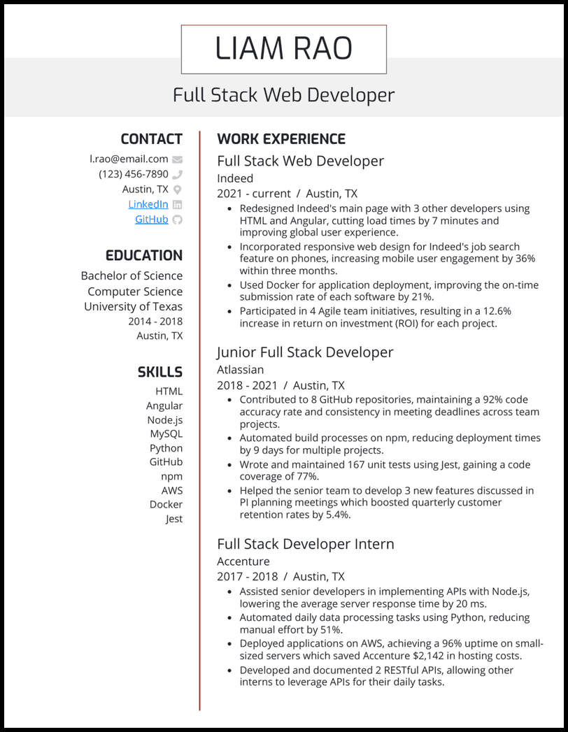 13 Real Full-Stack Developer Resume Examples That Worked in 2025