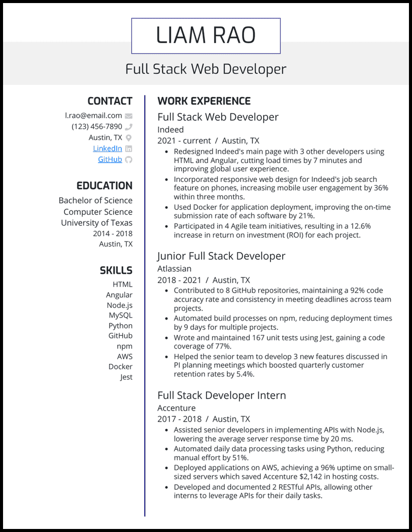 13 Real Full-Stack Developer Resume Examples That Worked in 2025