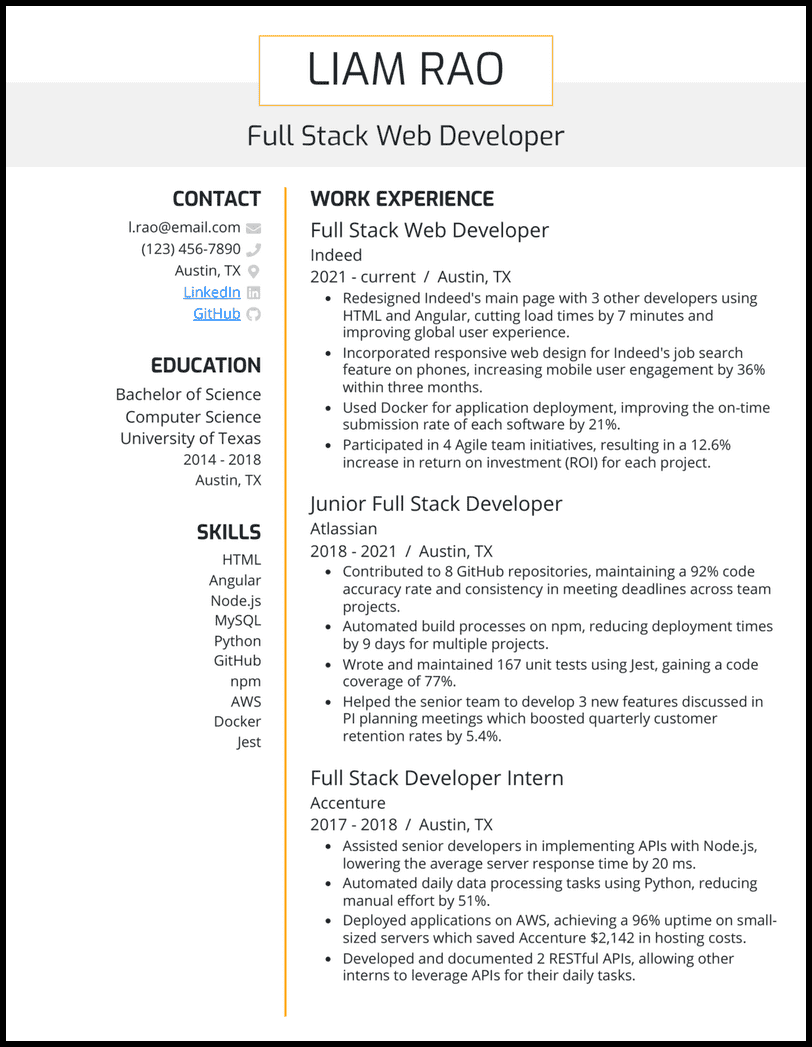 13 Real Full-Stack Developer Resume Examples That Worked in 2025