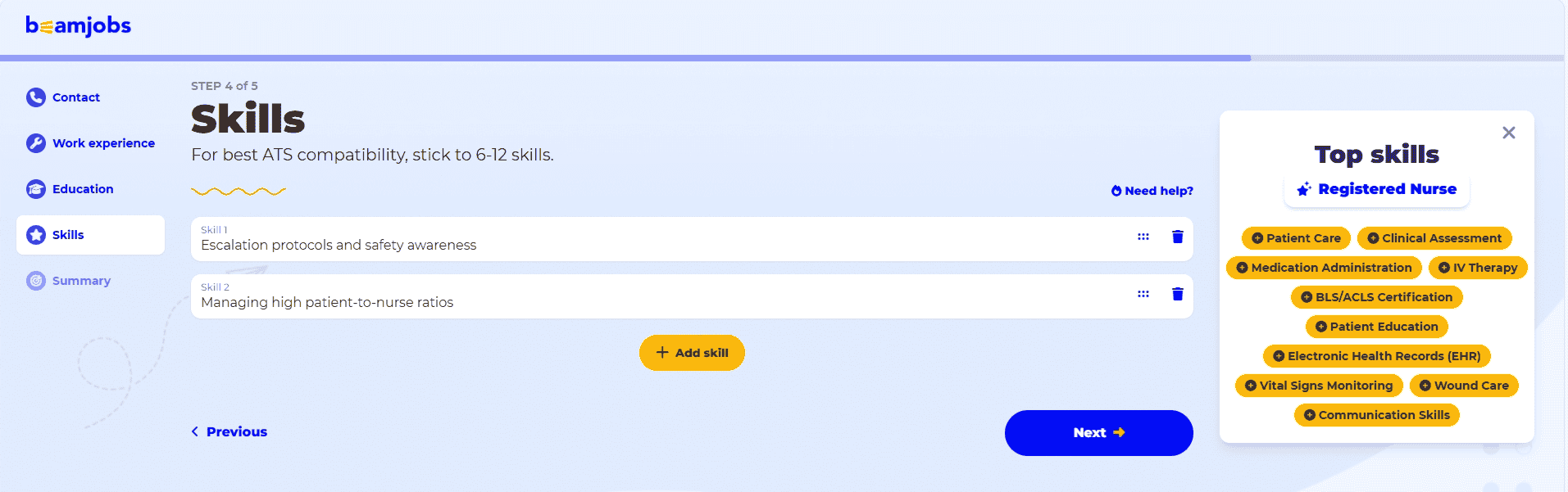 BeamJobs’ AI skills generator