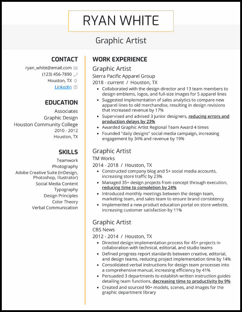 Artist Resume Examples Built For