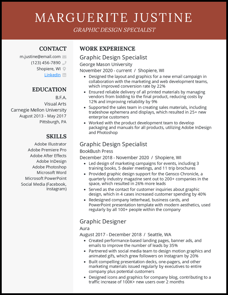 graphic designer resume inspiration