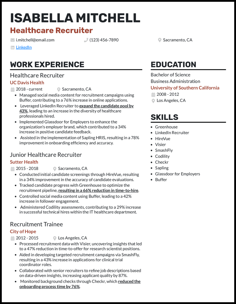 Physician Recruiter Resume Samples