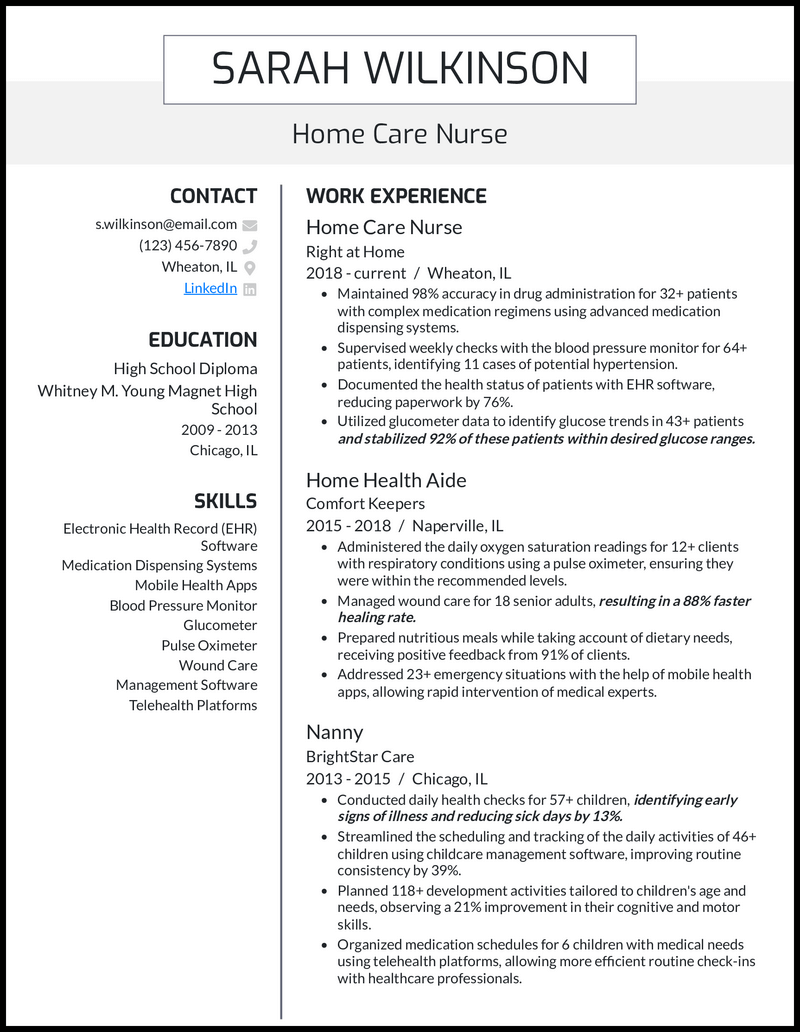 8 Home Health Aide Resume Examples - Home Care Nurse Gray Resume Example 