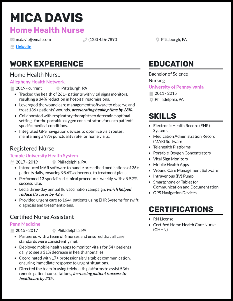 8 Home Health Aide Resume Examples - Home Health Nurse Orchid Resume Example 