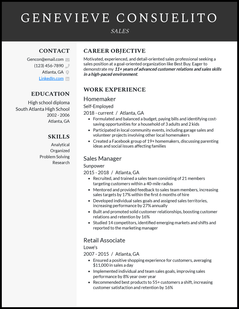 3 Homemaker Resume Examples That Got The Job In 2024 9483