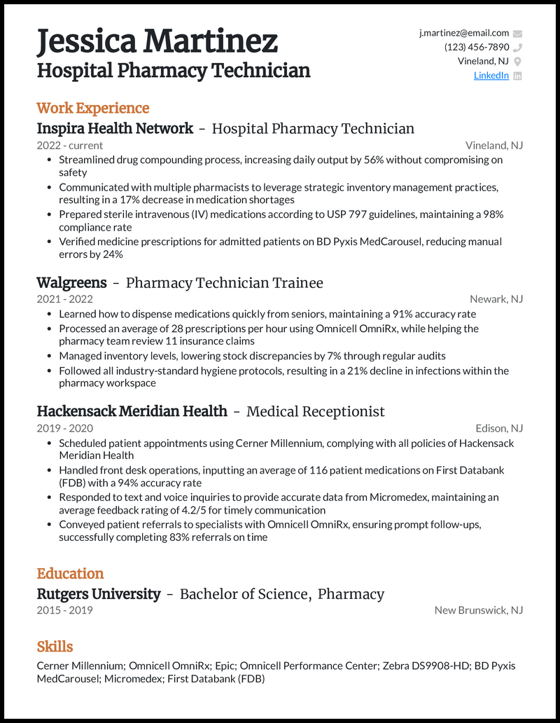 5 Hospital Pharmacy Technician Resume Examples Templates Edit Free 