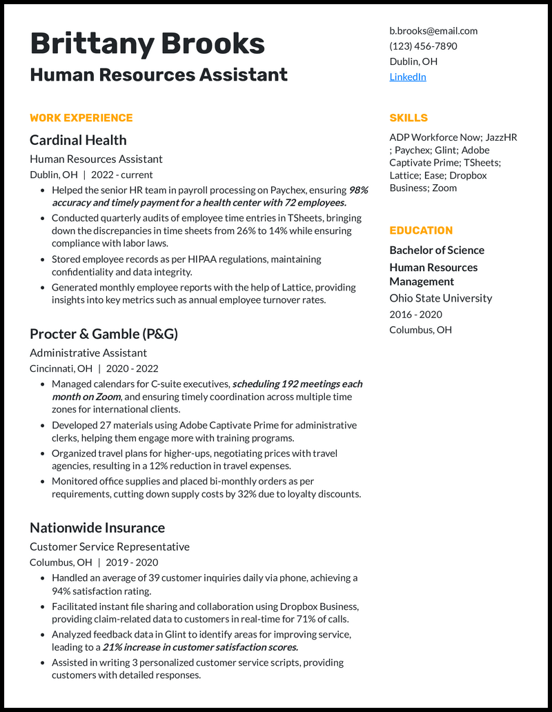 5 Human Resources HR Assistant - Human Resources Assistant 4 Yellow Resume Example 