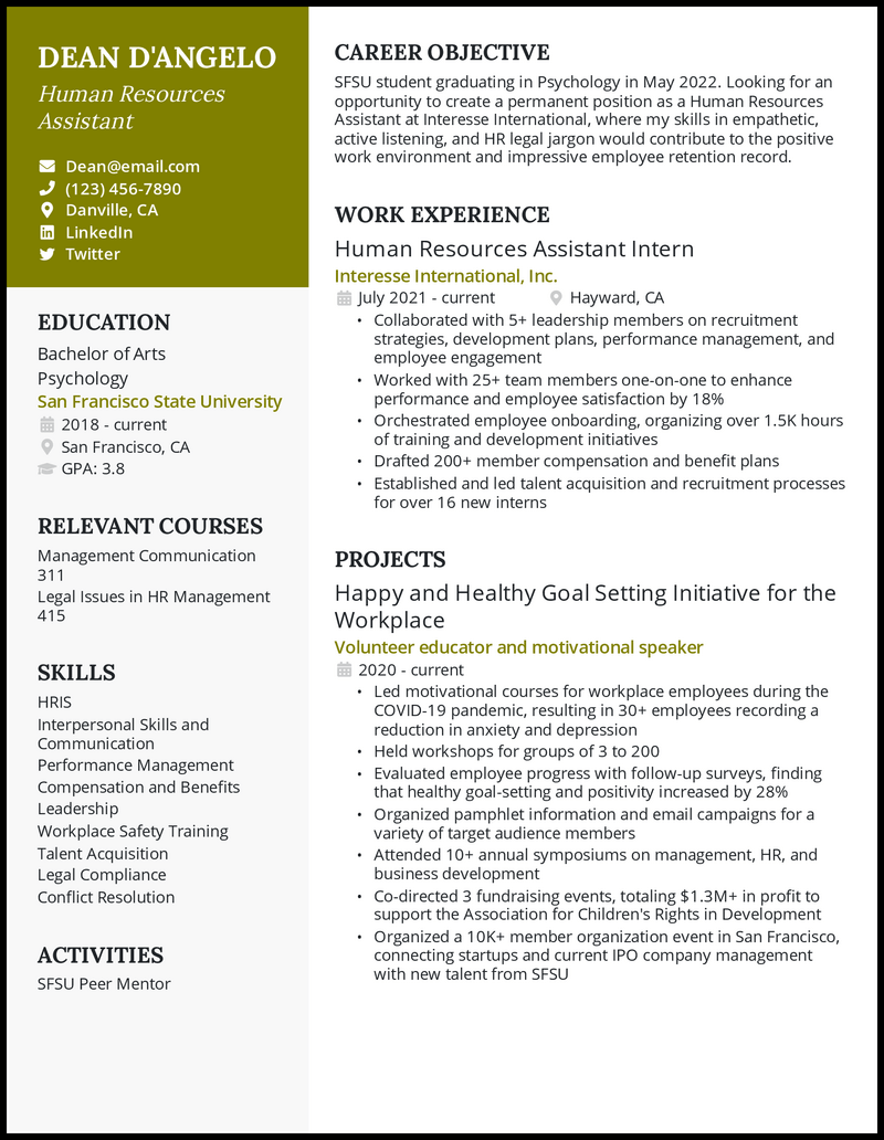 hr manager resume examples 2022