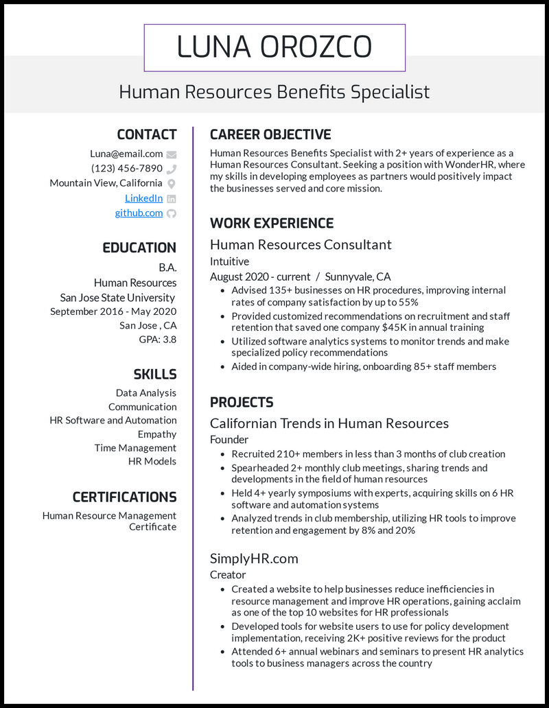 resume headline examples for hr recruiter