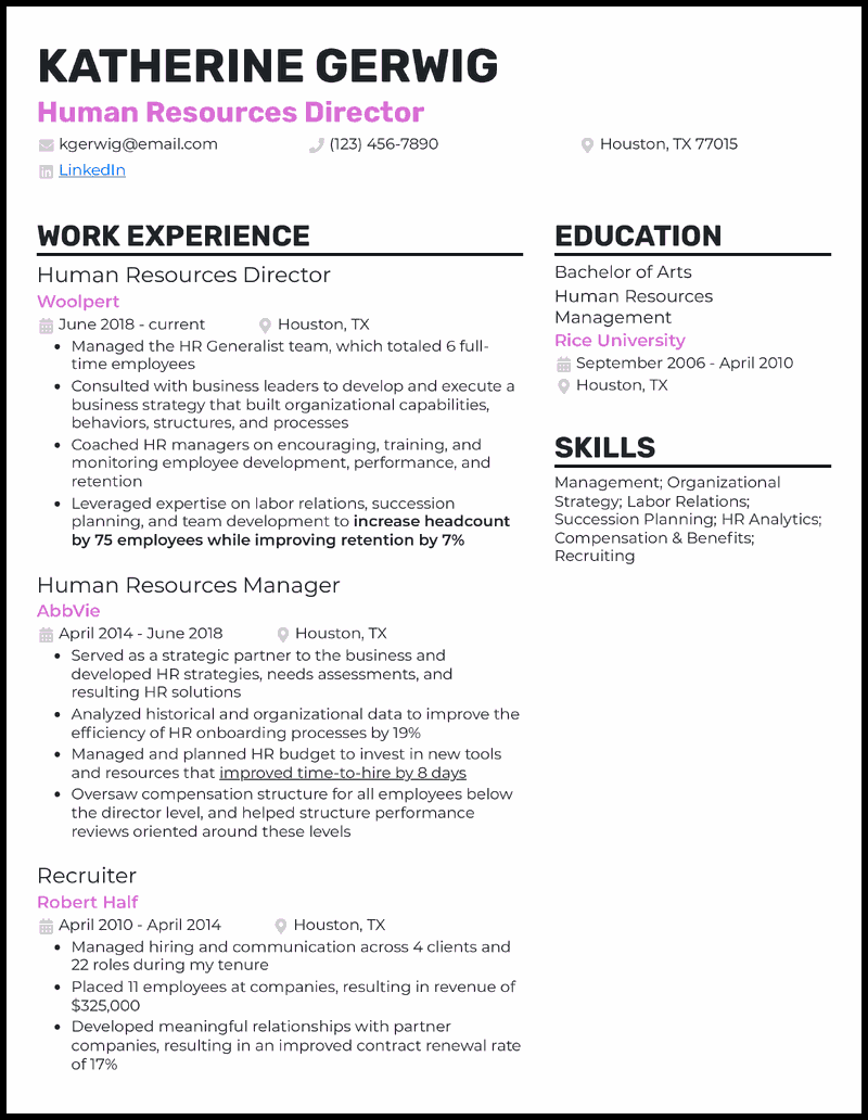 3 Human Resources (HR) Director Resume Examples [& Templates]