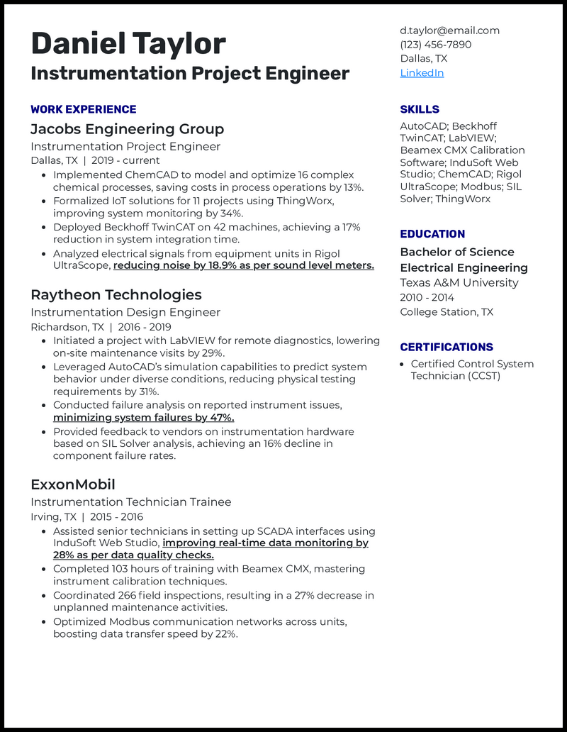 7 Project Engineer Resume Examples - Instrumentation Project Engineer Royal Blue Resume Example 