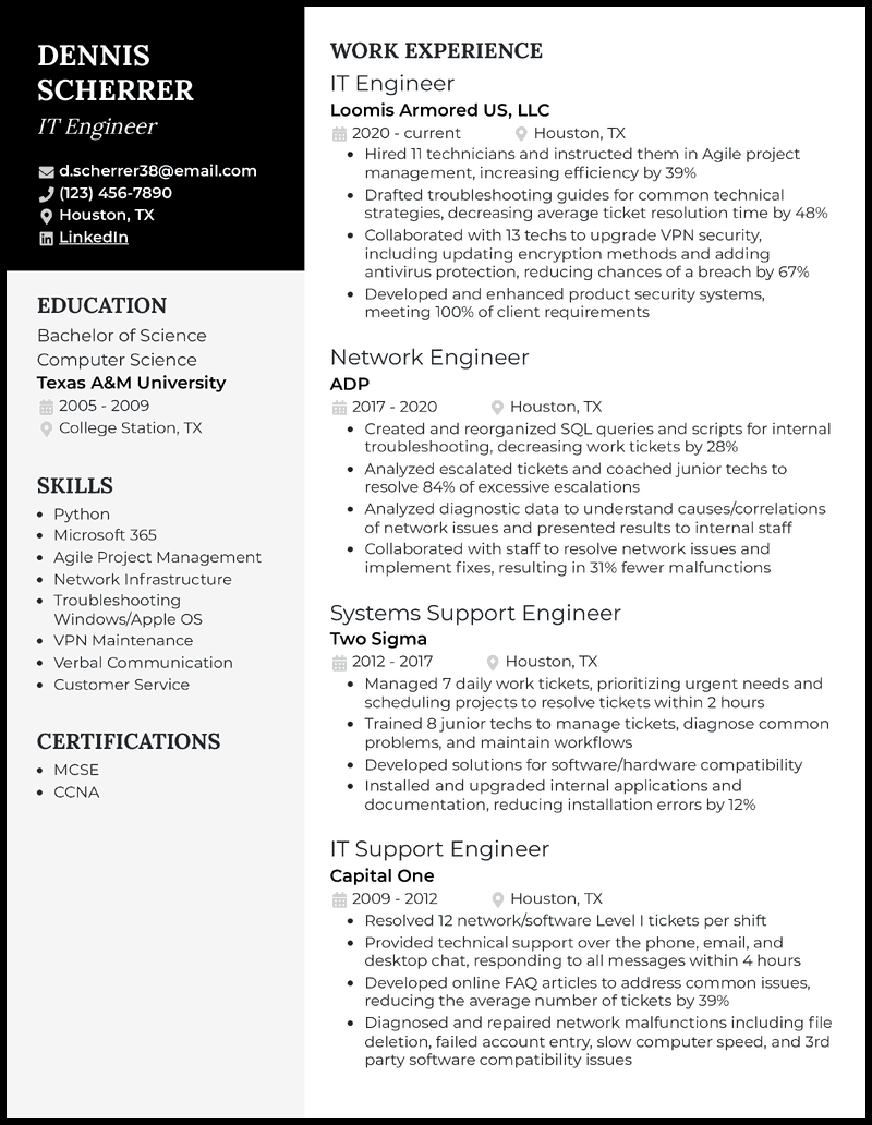 11 Best IT Resume Examples & Samples for Information Technology Jobs