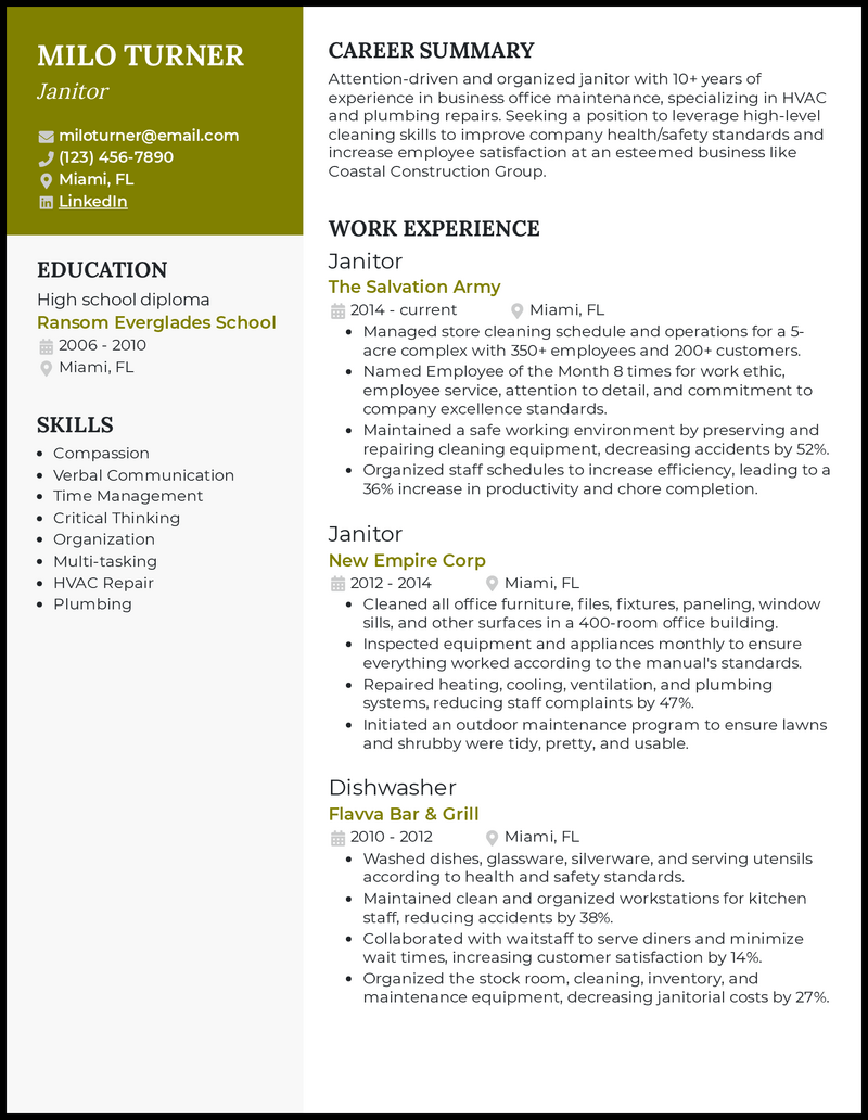 What To Put On Resume For Janitor / Everyone wants their resume to be