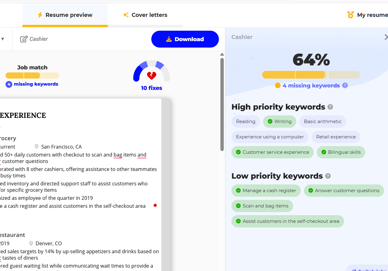 Use BeamJobs to match your resume to the job description to see how closely it aligns 
