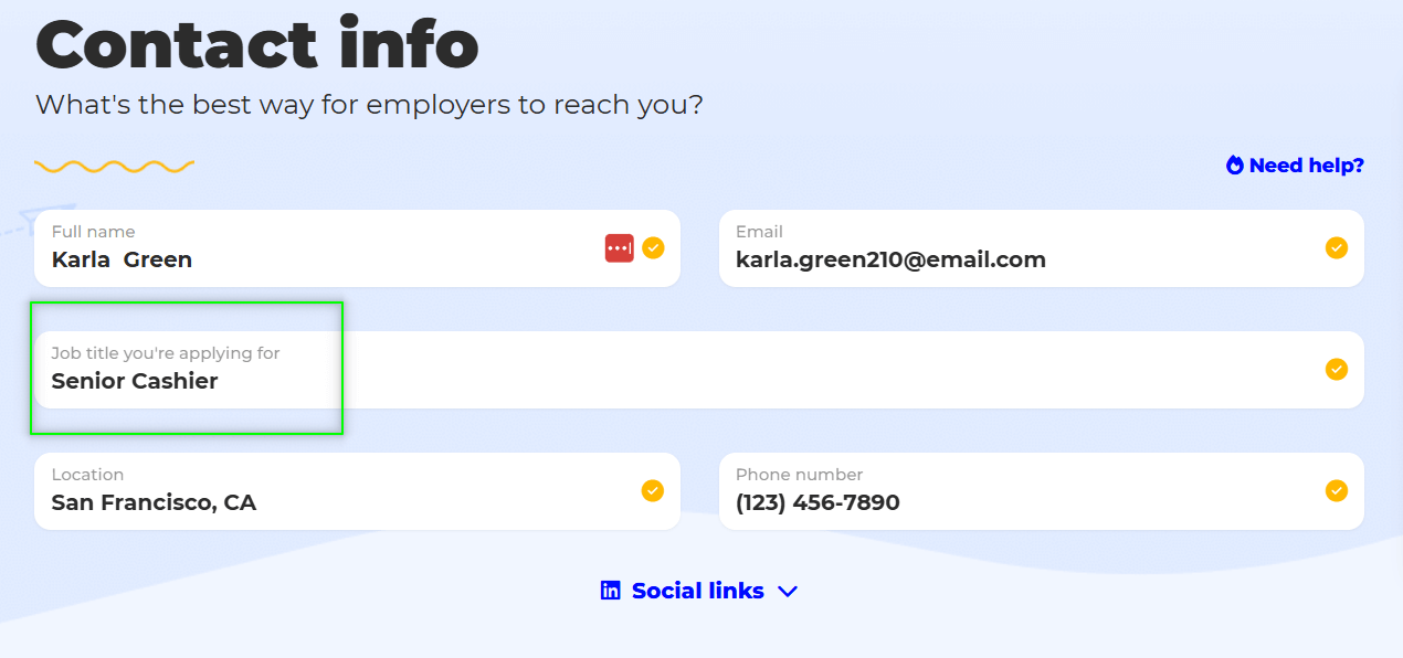 Add contact info and job title to help AI generate skills