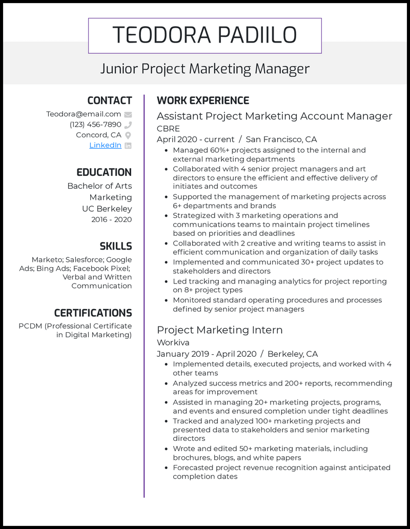 project-manager-resume-headline-examples