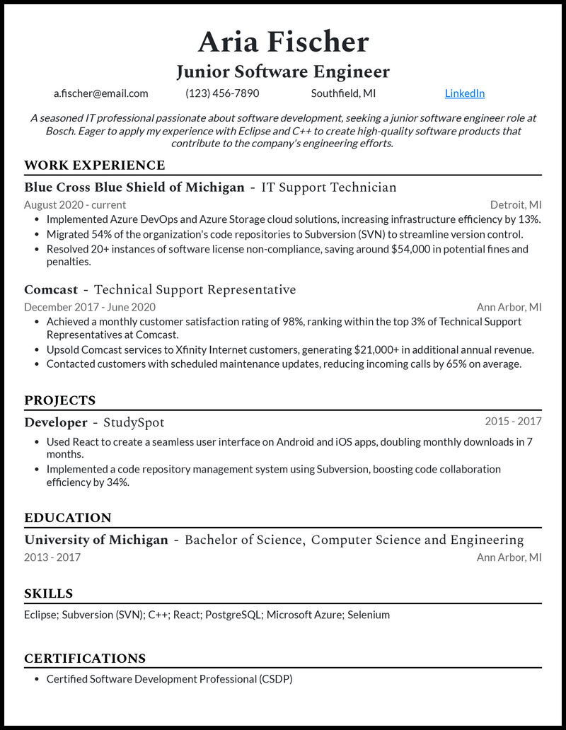 3 Junior Software Engineer Resume Examples for 2023