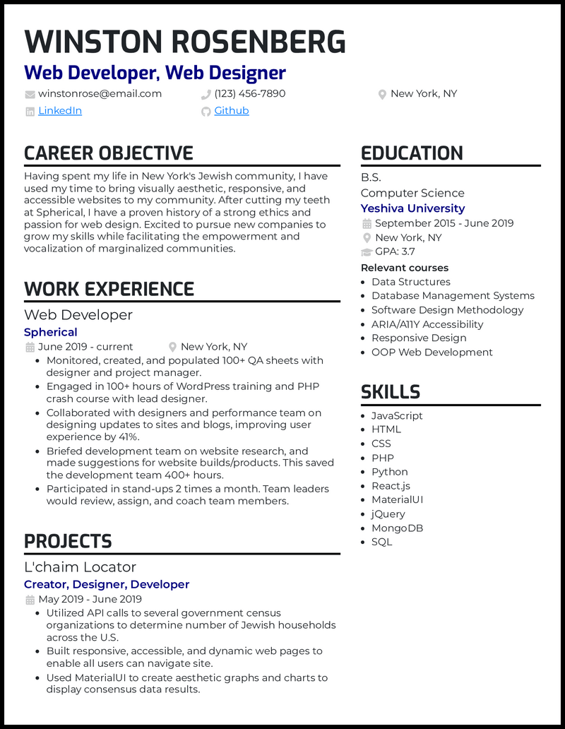 15 Web Developer Resume Examples Built for 2024