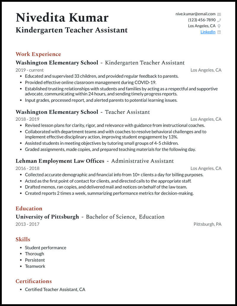 11 Teacher Assistant Resume Examples For 2024