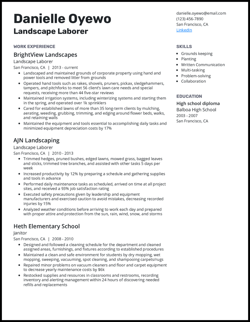 9 Landscape Worker Resume Examples - Landscape Laborer Gray Resume Example 