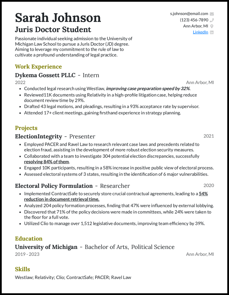 7 Law School Resume Examples amp - Law School Application Olive Resume Example 