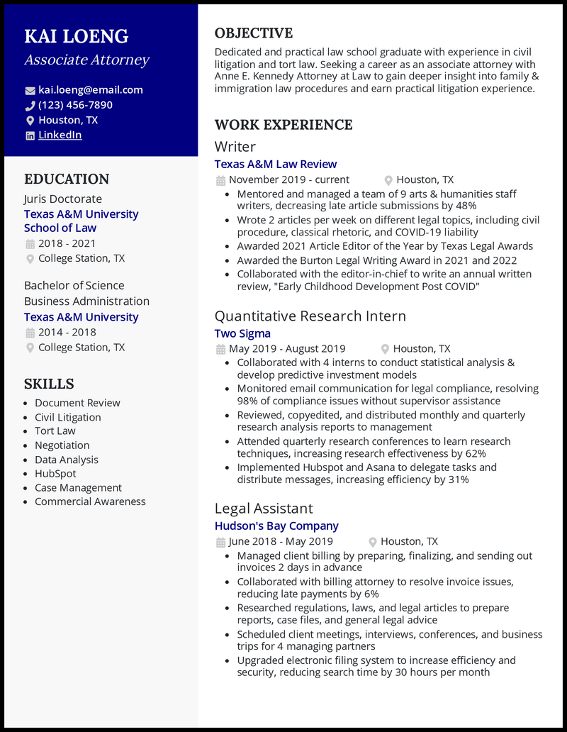 personal statement cv lawyer