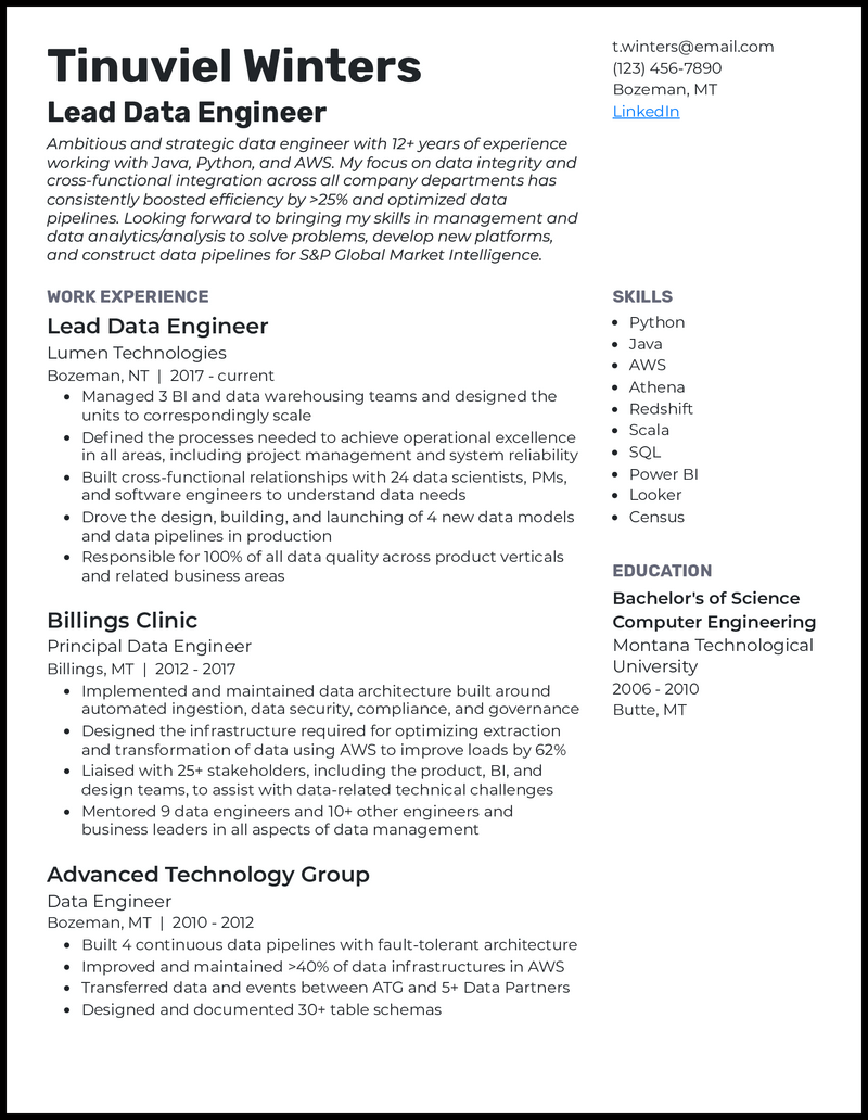 28 Data Engineer Resume Examples That Work in 2025