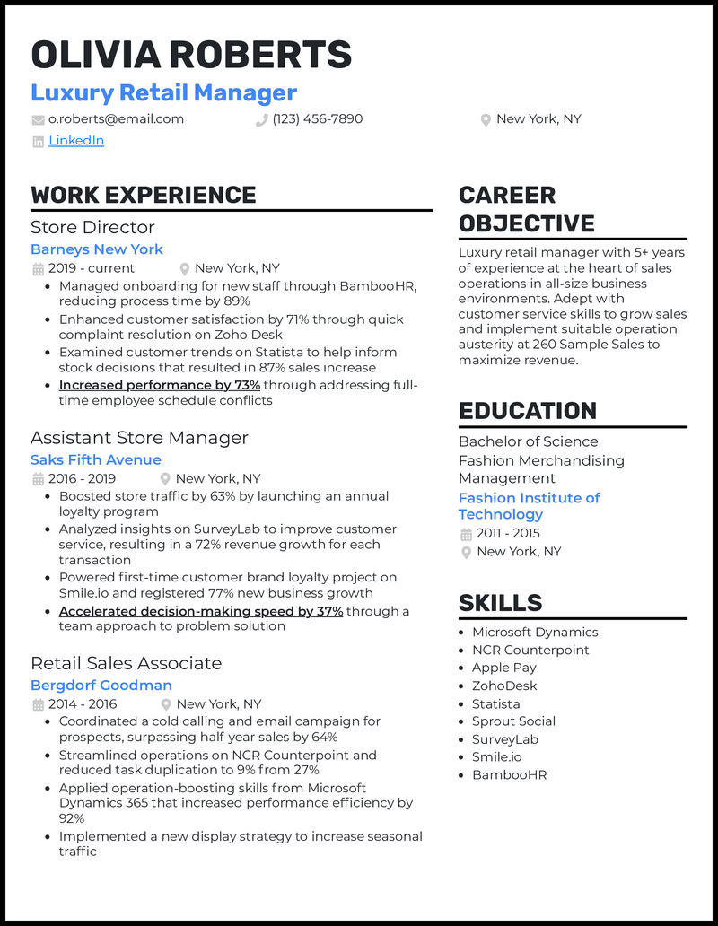 4+ Luxury Retail Resume Examples [with Guidance]