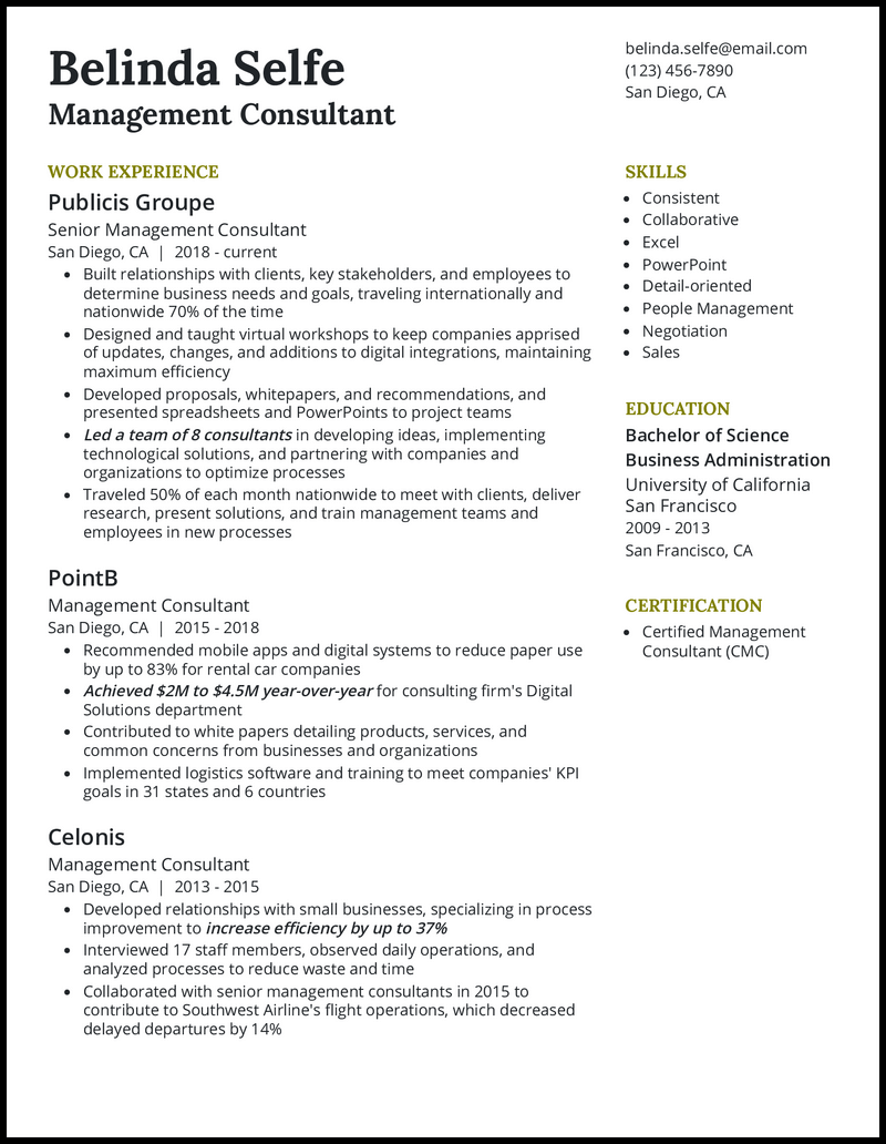 Buck Cowart   Management Consultant Resume Example 