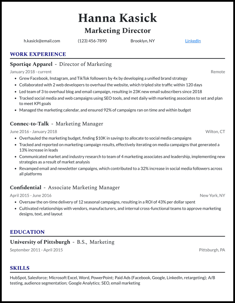 9 Marketing Director Resume Examples - Marketing Director Royal Blue Resume Example 